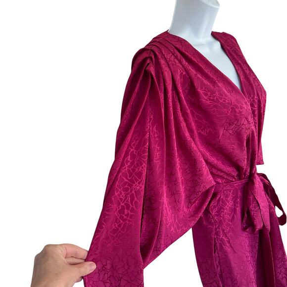 amazing 80s 70s David Brown California fuschia long robe dolman sleeve S - Picture 1 of 8